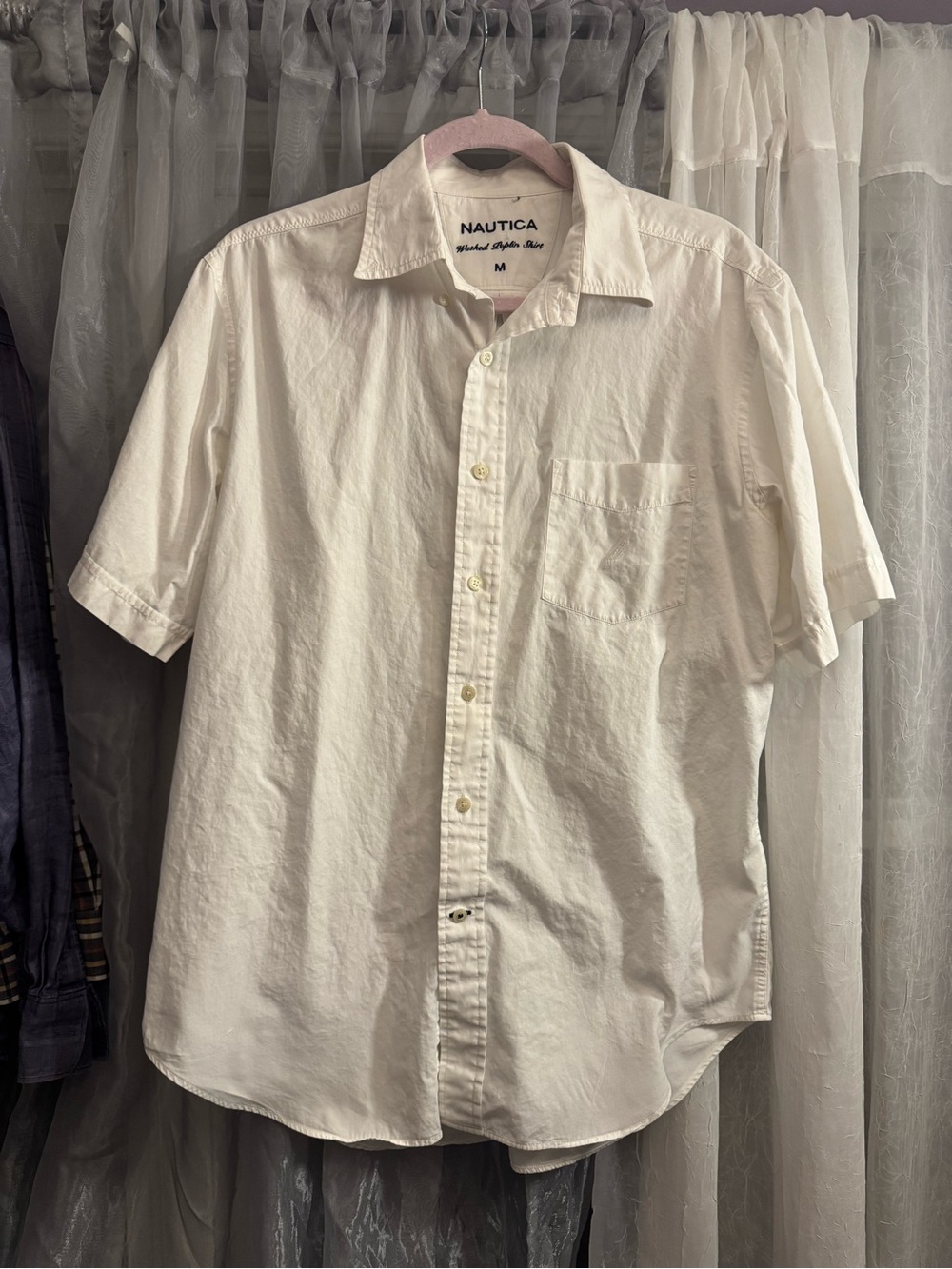 Nautica Men’s White Short-Sleeve Button-Down Shirt